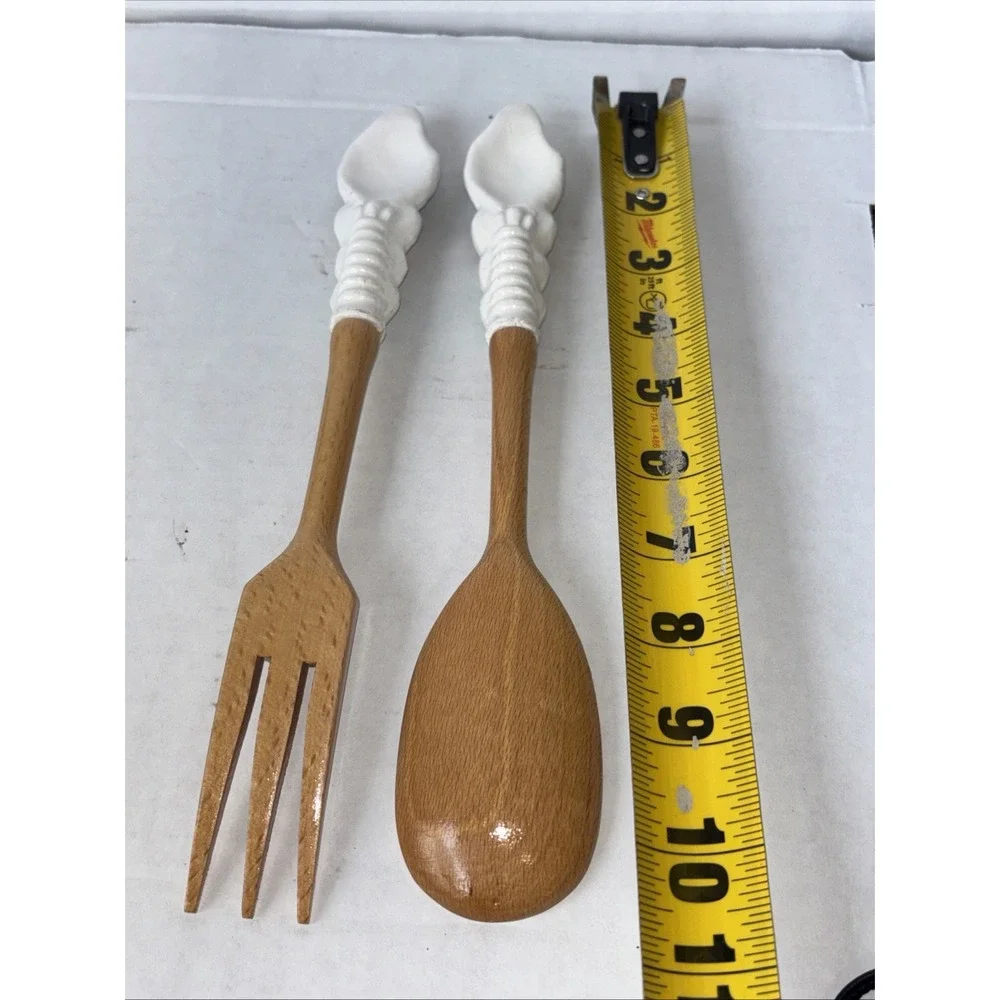 Salad‎ Serving Set Made in Italy Hand Painted Ceramic Utensil's